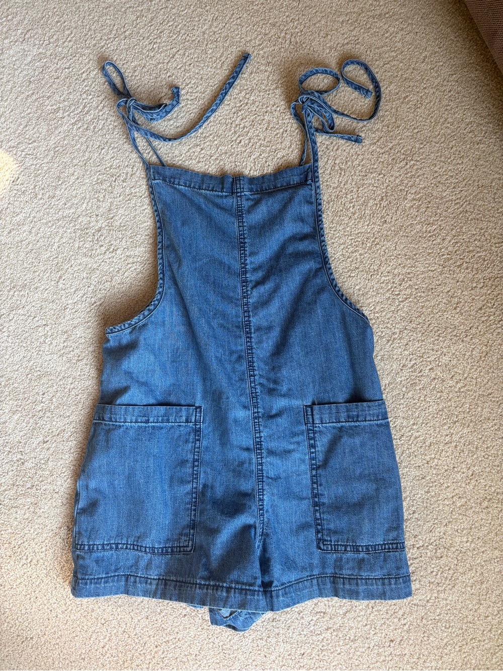 Blue Denim Tie-Shoulder Women’s Shorties Romper